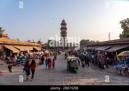 Clock Tower at Sardar Market in Jodhpur, India Stock Photo
