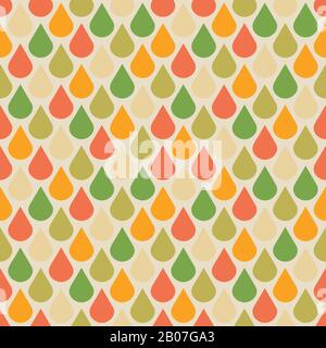 Vector drops seamless pattern in fall colors. Autumn rain art illustration Stock Vector