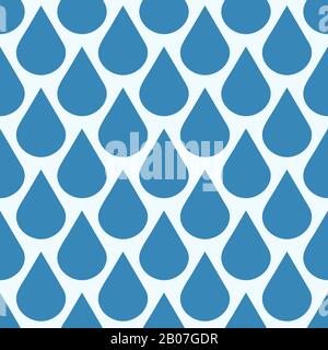 Blue vector falling water drops seamless pattern. Background wet condensation illustration Stock Vector