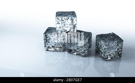 ice cubes isolated on a white background Stock Photo