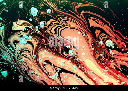 Traditional Ottoman Turkish marbling art patterns as abstract background Stock Photo