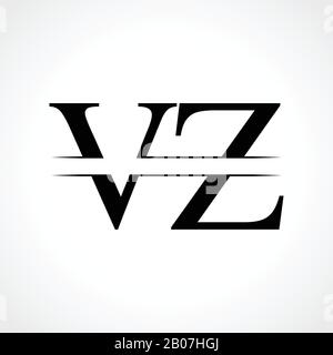 Creative black letter VZ v z logo with leading lines and road concept ...