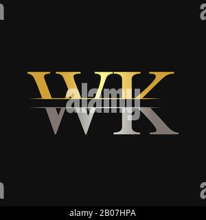 Initial WK Letter Linked Logo. Creative Letter WK Logo Design Vector Template Stock Vector