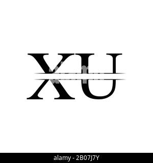 Creative Letter XU Logo Vector With black Colors. Abstract Linked Letter XU Logo Design Stock Vector