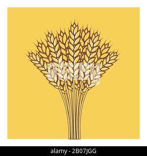 Wheat ears, Barley or Rye vector flat icon ,Shavuot consept Stock Vector