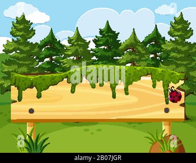 Scene with wooden signs in the woods illustration Stock Vector Image ...