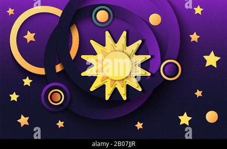Sun and other planets of the solar system  Stock Vector