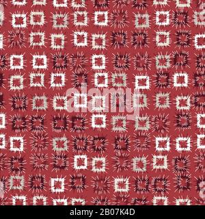 square stitched patches seamless vector pattern in red color Stock Vector