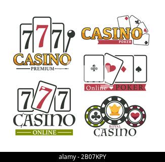 Casino and poker logotype set, premium game logo vector Stock Vector