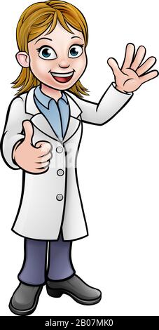 Cartoon Woman Scientist Doctor or Lab Tech Stock Vector