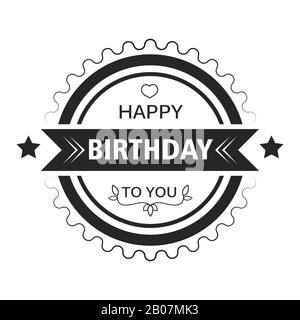 Greeting sticker, Happy Birthday isolated icon or badge Stock Vector