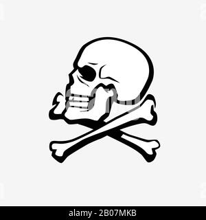 Skull and crossbones symbol. Pirate, Jolly Roger emblem vector illustration Stock Vector