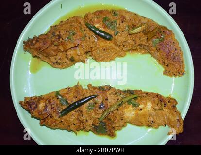 Bengali Food Mustard Pabda Fish also called as Shorshe Pabda Maach in Bengali. This is one type of cat fish. Indian food, Indian dish, Indian cuisine Stock Photo