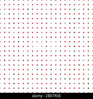 Red, gray and black polka dot on white backgound. Small dots. Vector seamless pattern Stock Vector