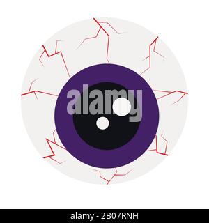 Cartoon style icon of halloween eye isolated on white background. Stock Vector