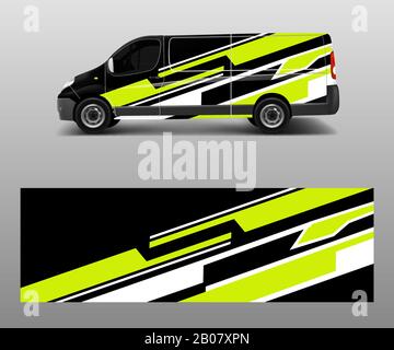 car graphic abstract stripe designs vector. abstract lines design concept for truck and vehicles van graphics vinyl wrap Stock Vector