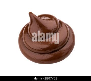 Swirl of chocolate cream isolated on white background Stock Photo
