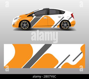 Company branding Car decal wrap design vector. Graphic abstract shapes designs company car Stock Vector