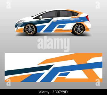 Company branding Car decal wrap design vector. Graphic abstract shapes designs company car Stock Vector