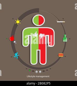 Lifestyle management flat design concept template with icons  for creative design Stock Vector