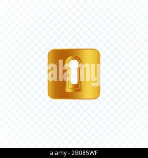 Keyhole icon gold isolated logo or button template modern emblem idea. Concept design or infographic design element for business protect technology Stock Vector