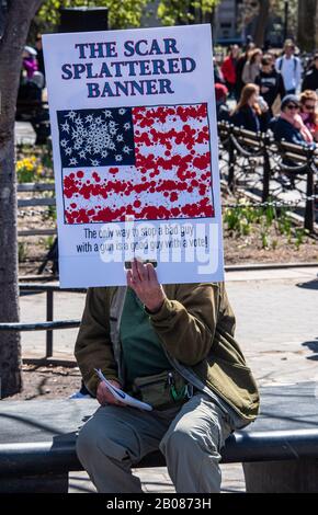 New York, NY, USA – APRIL 20, 2018:  Protestors attending the '’ National Day of action aginst Gun Violence in Schools' rally in New York City Stock Photo