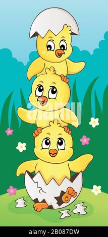 Cute chickens topic image 5 - eps10 vector illustration. Stock Vector