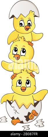 Cute chickens topic image 4 - eps10 vector illustration. Stock Vector