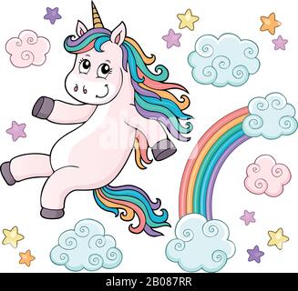 Cute unicorn topic image 4 - eps10 vector illustration. Stock Vector