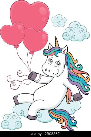 Unicorn with balloons topic image 3 - eps10 vector illustration. Stock Vector