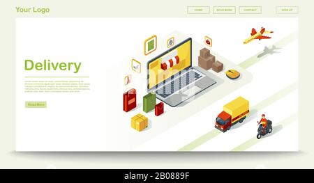 Delivery web page vector template Stock Vector