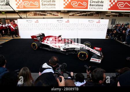 Barcelona, Spain. 19th Feb 2020. 19th February 2020; Circuit De Barcelona, Barcelona, Catalonia, Spain; Formula 1 Pre season Testing One; presentation of the Alfa Romeo Racing C39 Formula One car Credit: Action Plus Sports Images/Alamy Live News Stock Photo