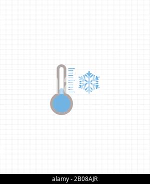 Thermometer vector icon - cold temperature. Weather forecast flat design Stock Vector
