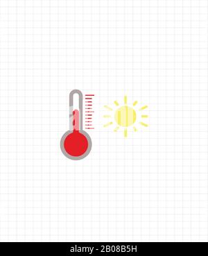Thermometer vector icon - hot temperature. Weather forecast flat design Stock Vector