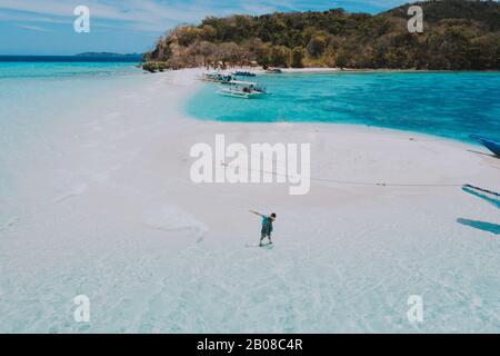 Ditaytayan island in the philippines, coron province. Aerial shot from drone about vacation,travel and tropical places Stock Photo