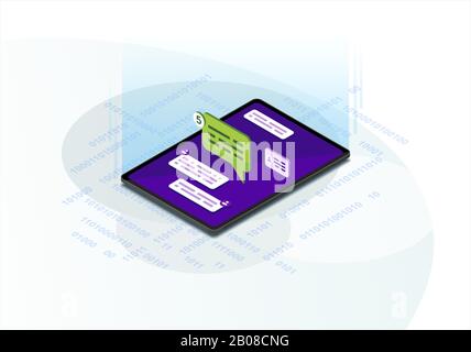 Incoming message isometric vector illustration Stock Vector