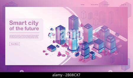 Smart city isometric architecture concept Stock Vector