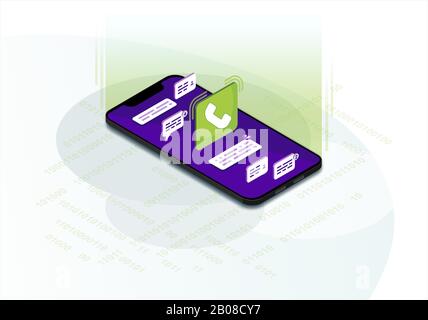 Incoming call isometric vector illustration Stock Vector