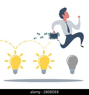 brainstorming businessman turning lights on Stock Vector