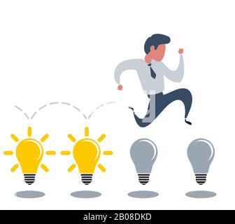 brainstorming businessman turning lights on Stock Vector