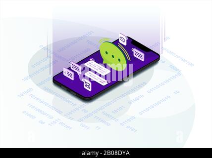 Incoming message isometric vector illustration Stock Vector