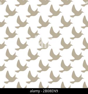 Flying silhouette little natural bird seamless pattern on white Stock Vector