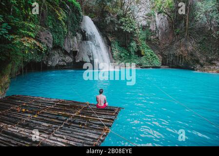 The azure Kawasan waterfall in cebu. The maining attraction on the ...