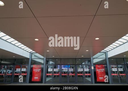 Main entrance to the Caravan, Camping and Motorhome show at the NEC, Birmingham, England, on 18-23 February 2020. Stock Photo