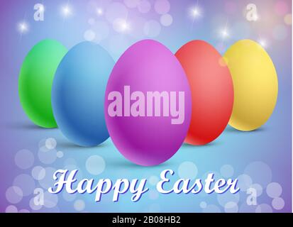Colorful eggs on a festive background Stock Vector