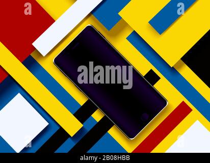 Black cell phone on an abstract background Stock Vector