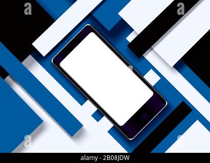 Black cell phone with a white empty screen  Stock Vector