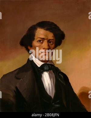 Frederick Douglass (1818-1895), Slave Trade Abolitionist, portrait painting by unknown artist, circa 1844 Stock Photo