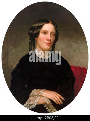 Harriet Beecher Stowe (1811-1896), novelist, abolitionist, portrait painting by Alanson Fisher, 1853 Stock Photo