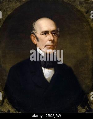 William Lloyd Garrison (1805-1879), Slave Trade Abolitionist, portrait painting, unknown artist, circa 1855 Stock Photo